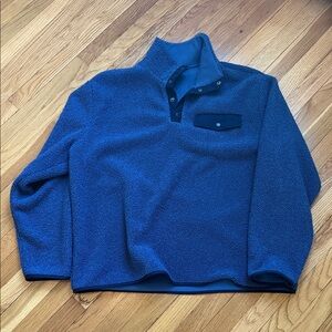 Banana Republic blue Fleece Sherpa quarter snap sweater sweatshirt xxl tall